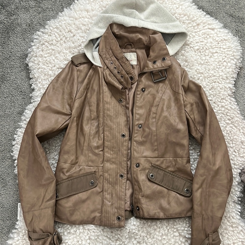 Hooded leather jacket